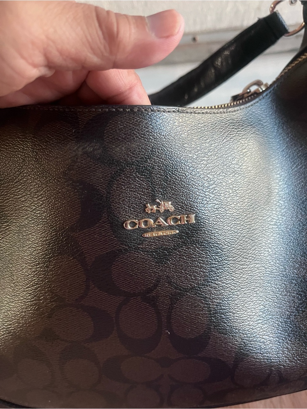 COACH Brown Signature Teri Hobo Shoulder Bag - Picture 7 of 10